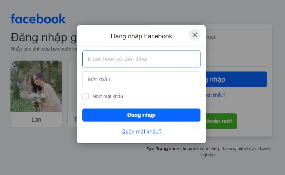 Đăng nhập Facebook