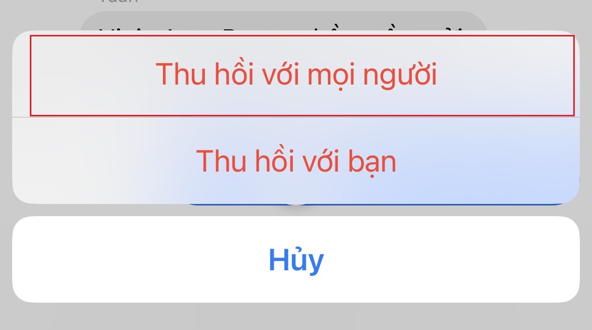 Bạn chọn thu hồi với mọi người