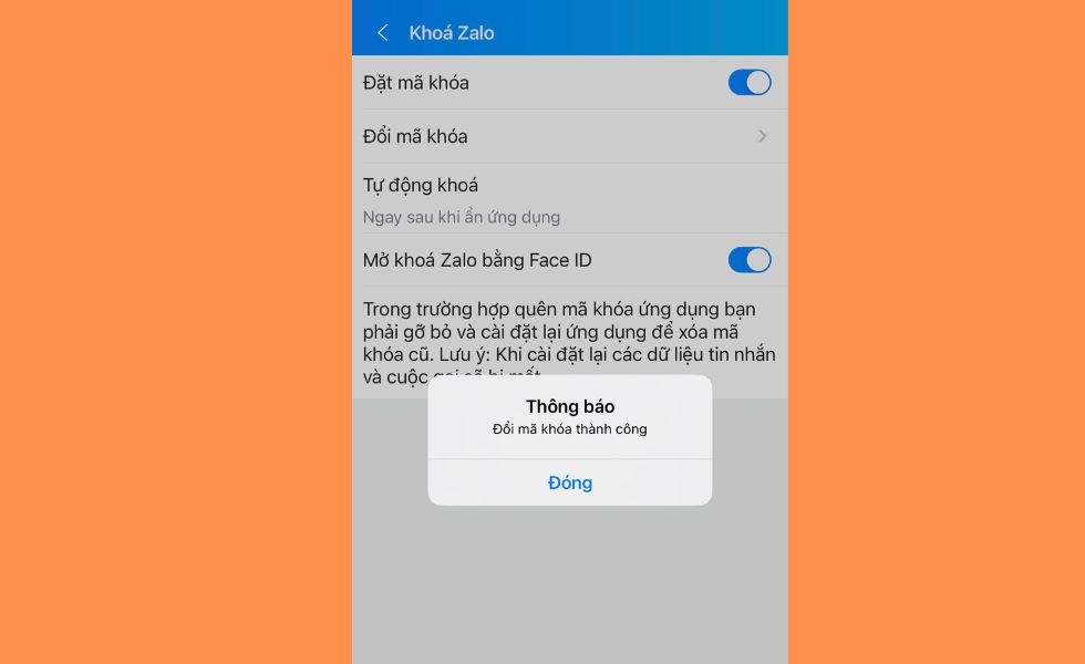cách đổi mã khóa Zalo