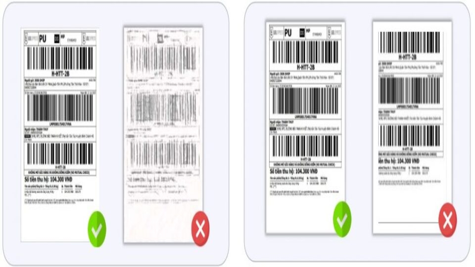 Chất lượng in tem vận chuyển rõ ràng và sắc nét