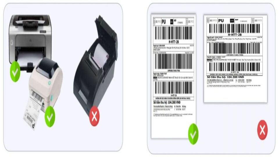 Sử dụng giấy mới và màu trắng để in tem vận chuyển