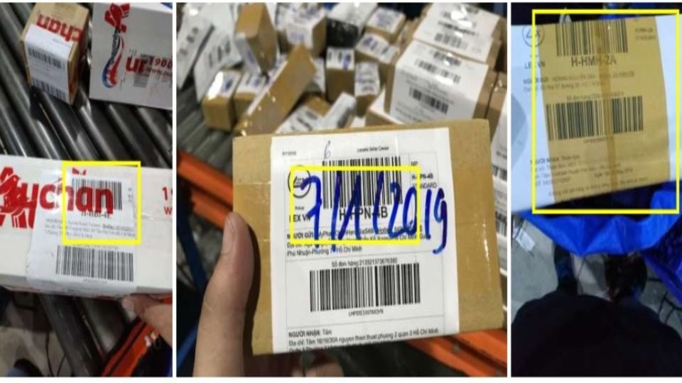 Khi dán tem không che phủ hoặc làm mờ các mã vạch