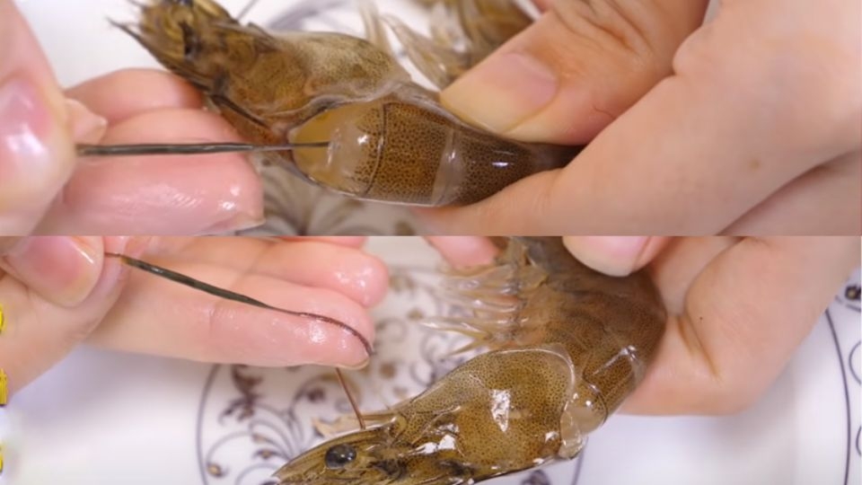 Sơ chế tôm sạch sẽ