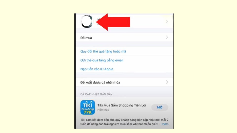 Nhấn vào Avatar lần nữa