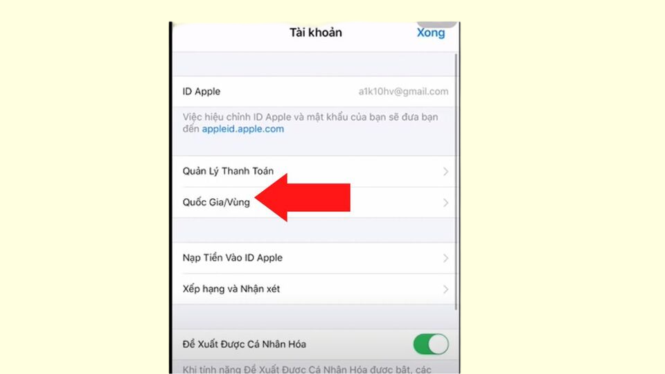 Chọn Quốc gia/vùng