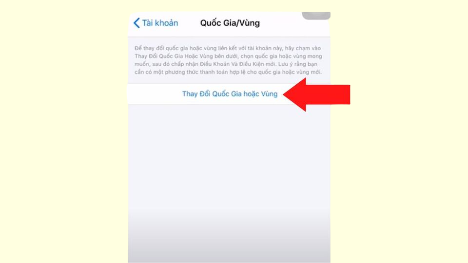 Chọn Thay đổi quốc gia hoặc vùng