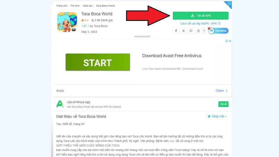 Bấm Tải về APK của game