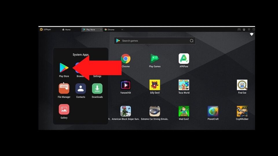 Vào System app và mở Google Play