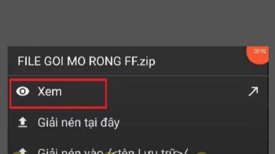 Bấm lựa chọn GOI MO RONG FF và lựa chọn Xem