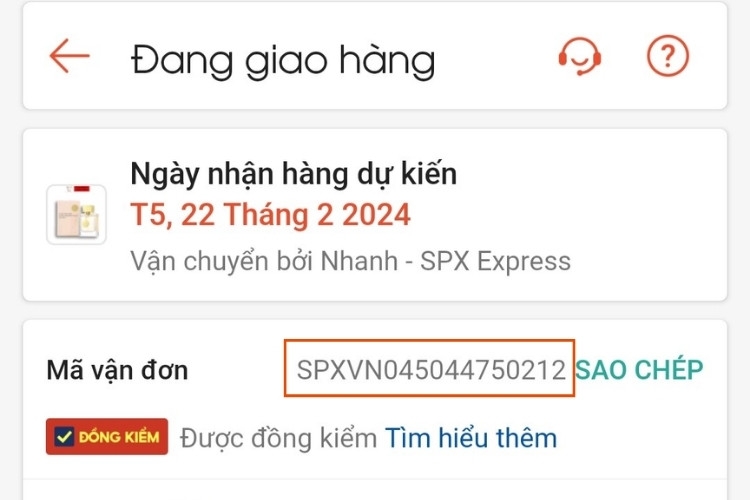 Xem và sao chép mã vận đơn Shopee