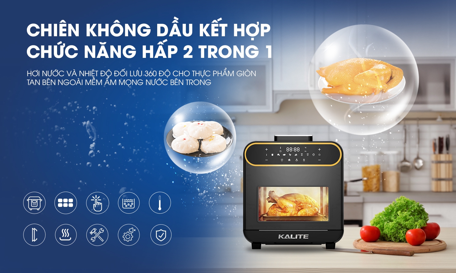Nồi chiên không dầu có hấp 1