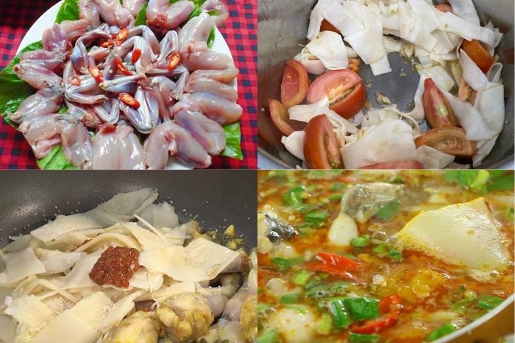 Các bước làm lẩu ếch măng chua