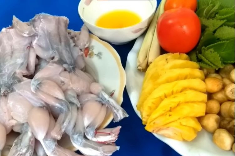 Sơ chế và chuẩn bị nguyên liệu làm lẩu ếch chua ngọt