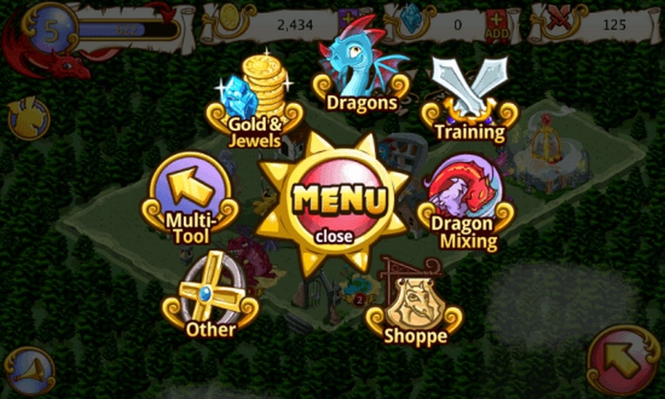 Những yếu tố trên màn hình của game Dragon Park