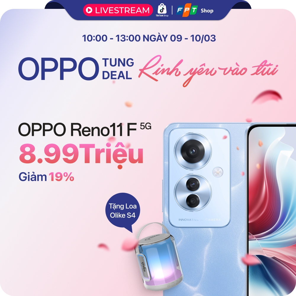 OPPO Reno11 F giảm sâu chỉ còn 7.281.900 đồng, tặng loa thời trang