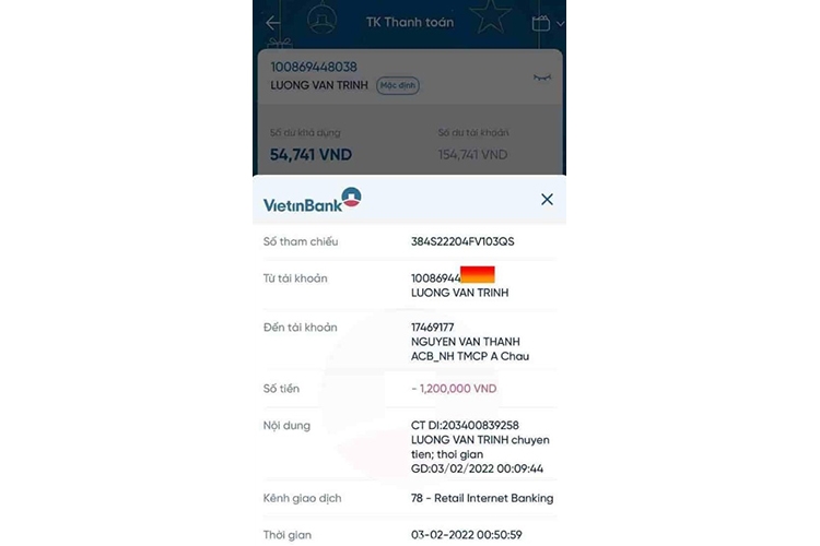 xem lịch sử giao dịch Vietinbank (hình 1)