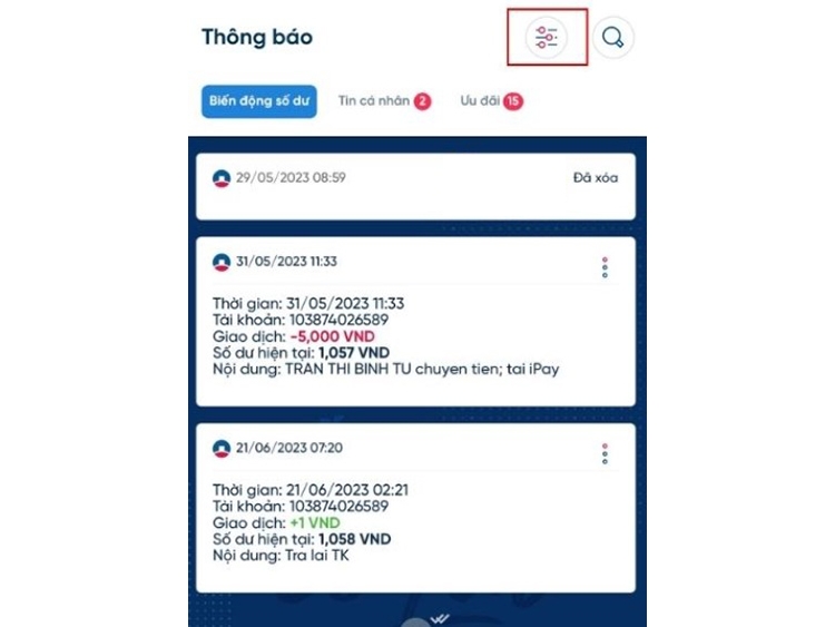 xem lịch sử giao dịch Vietinbank (hình 12)