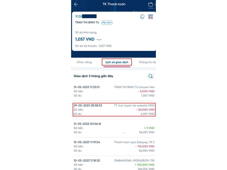 Cách xóa lịch sử giao dịch Vietinbank (hình 2)