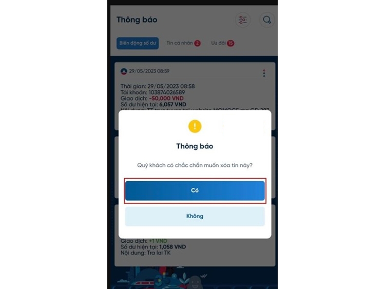Cách xóa lịch sử giao dịch Vietinbank (hình 7)