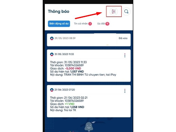 Cách xóa lịch sử giao dịch Vietinbank (hình 8)