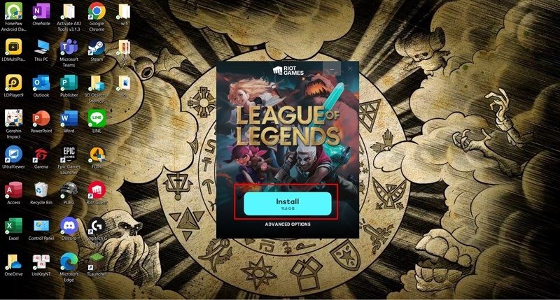 Chọn install để cài đặt game