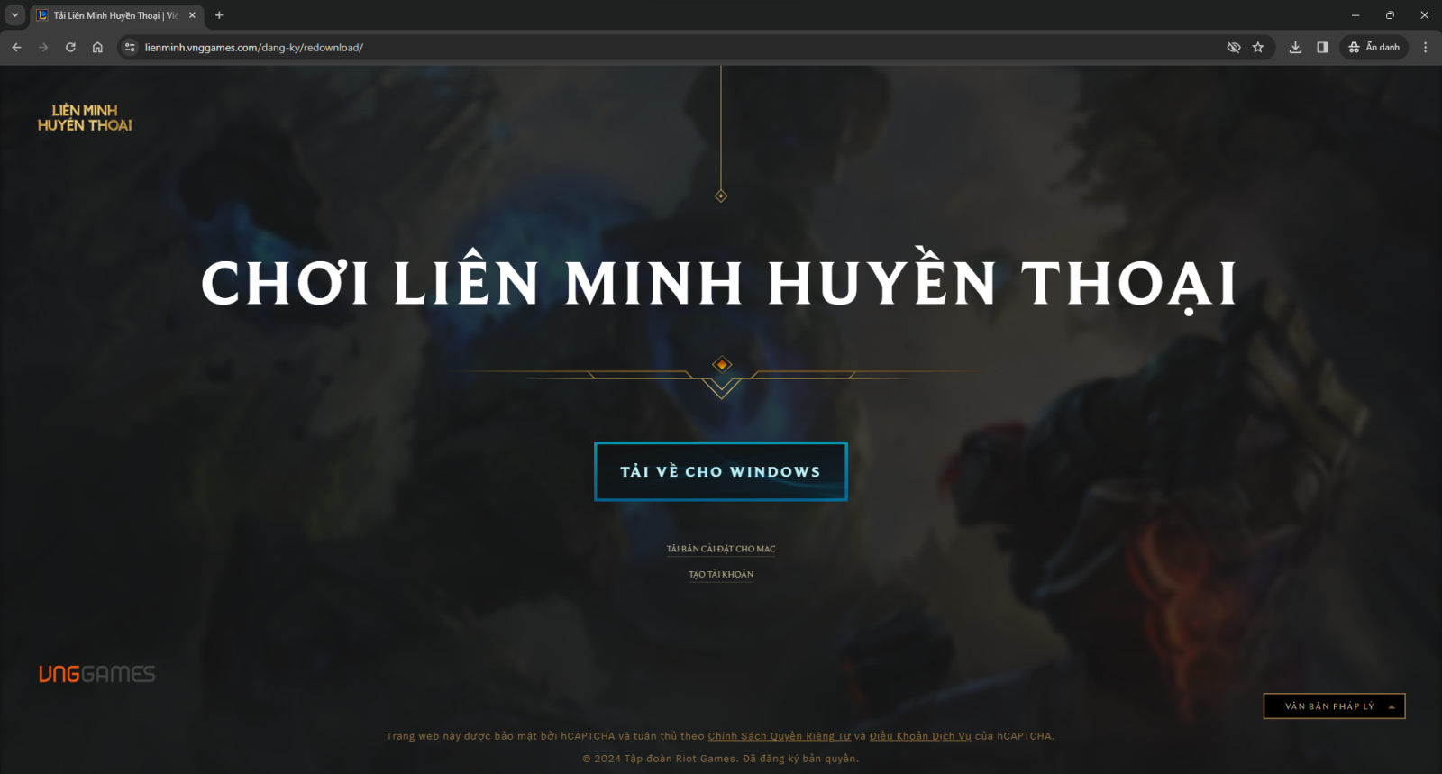 Website tải game Liên Minh Huyền Thoại chính thức từ VNG