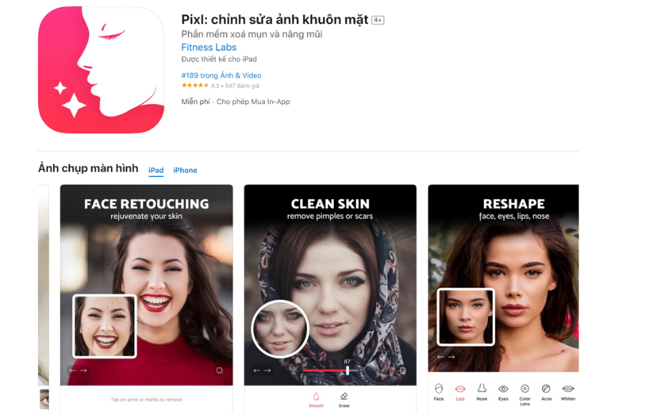 App chỉnh sửa nụ cười Pixl