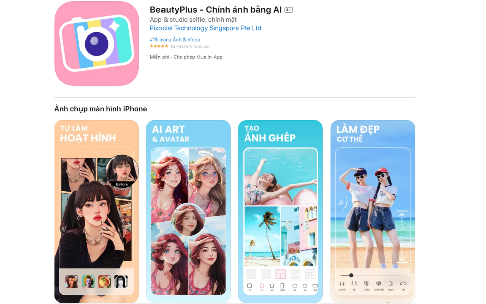 App chỉnh nụ cười đẹp BeautyPlus