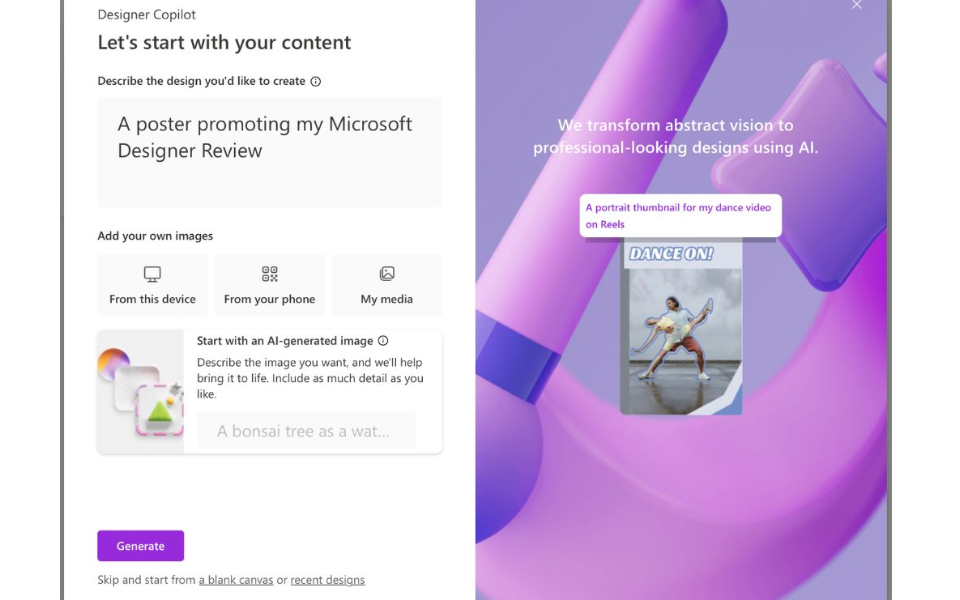Hành trình thiết kế với Microsoft Designer