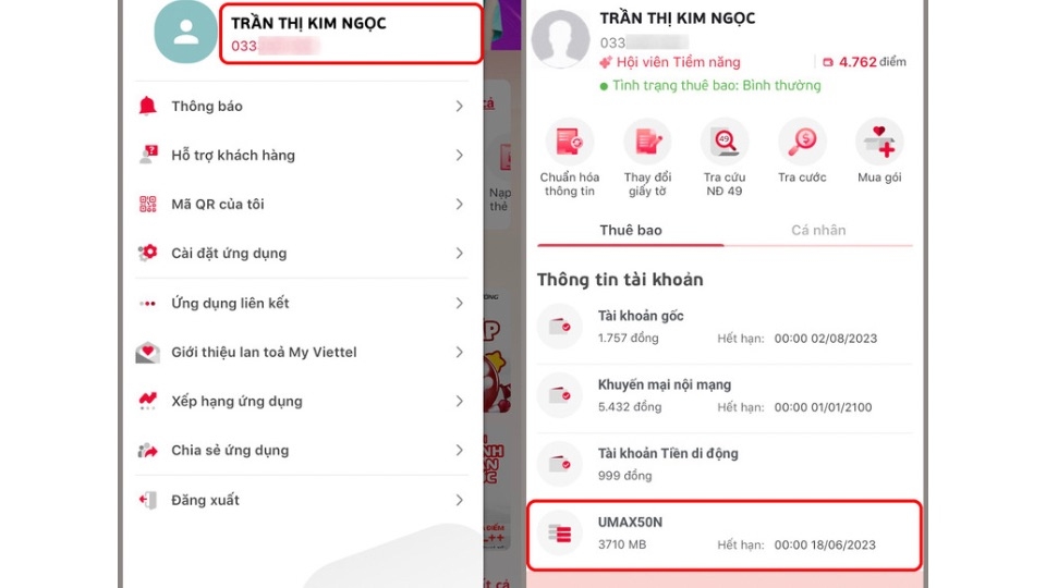 Tra cứu bằng ứng dụng My Viettel