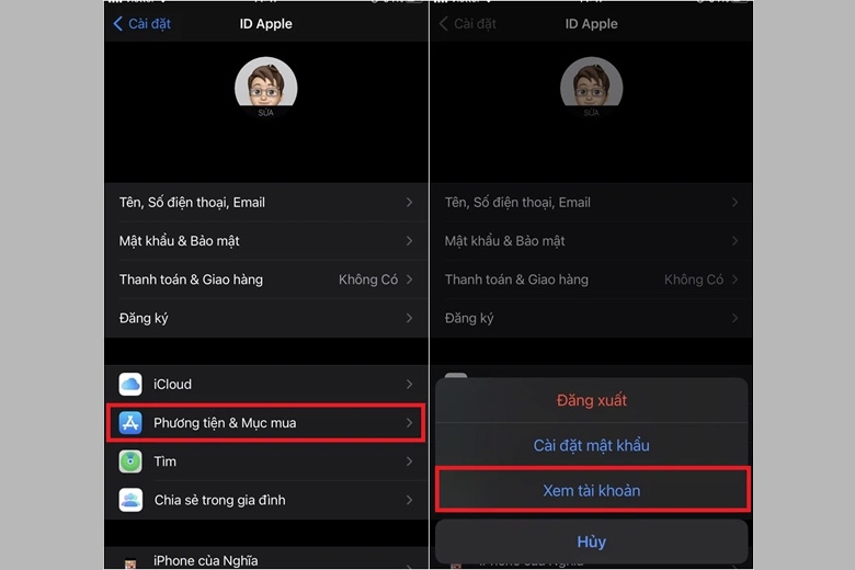 chuyển appstore sang hàn chọn mục mua
