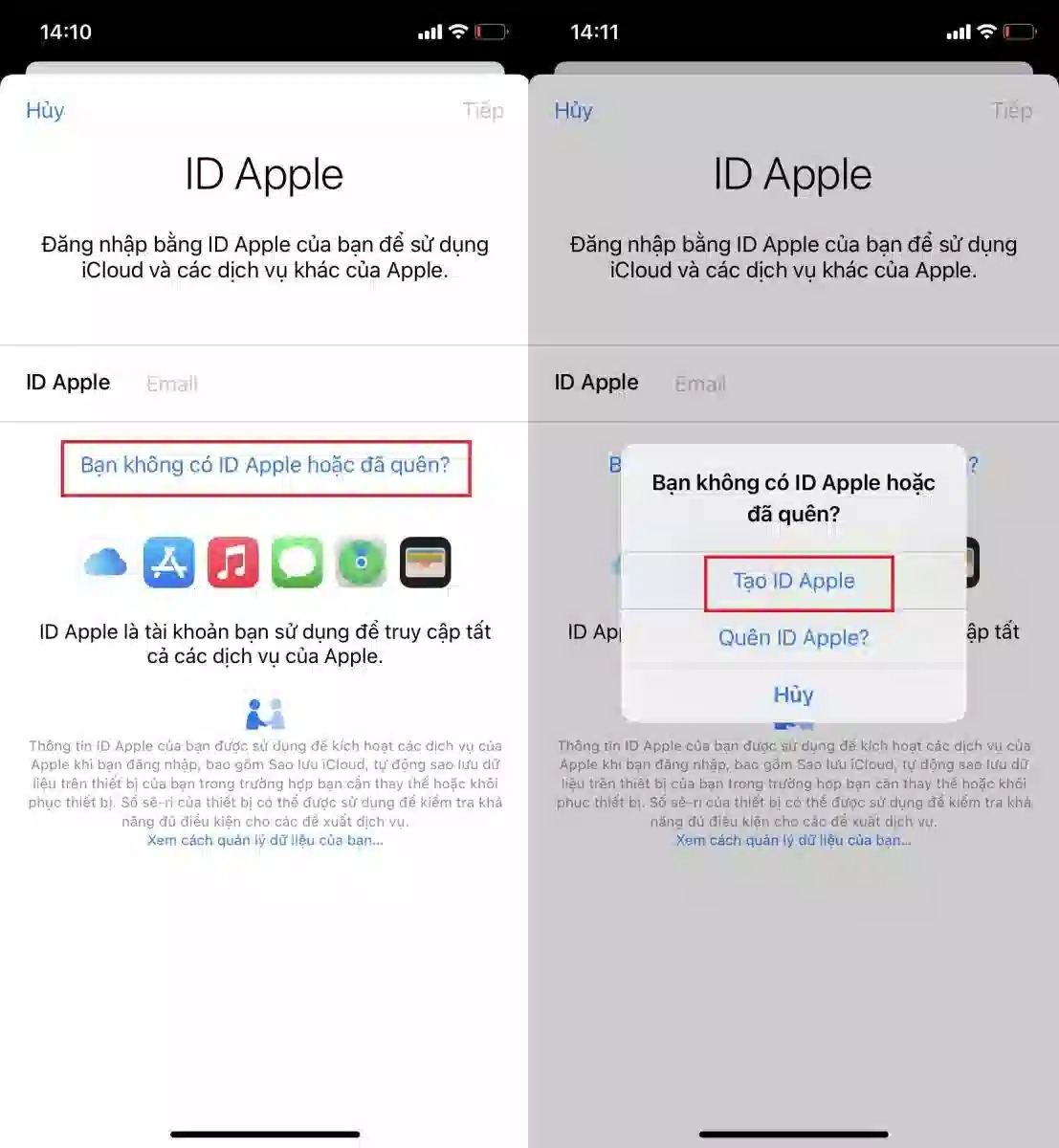 chuyển appstore sang hàn tạo ID Apple mới