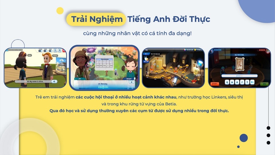 Trải nghiệm học tiếng Anh chân thật với nhiều nhân vật