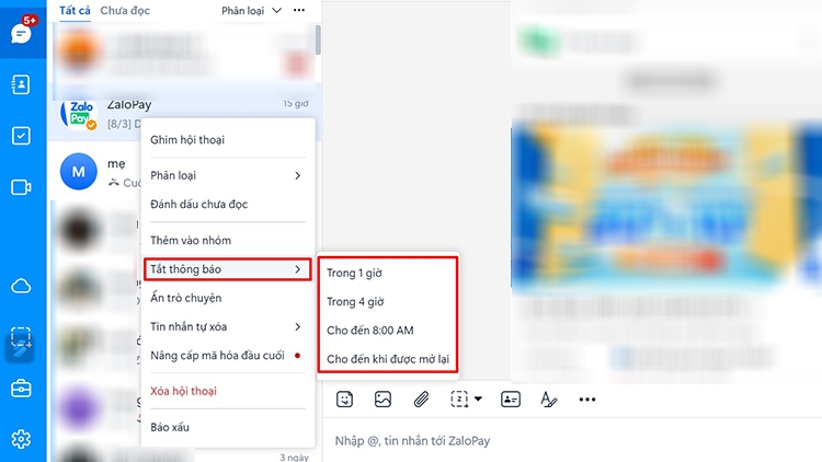 Cách tắt thông báo tin nhắn Zalo (hình 10)