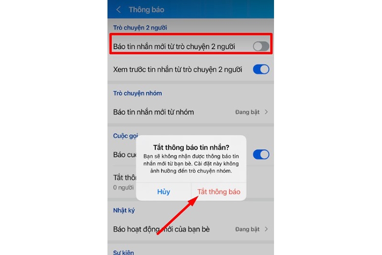 Cách tắt thông báo tin nhắn Zalo (hình 7)
