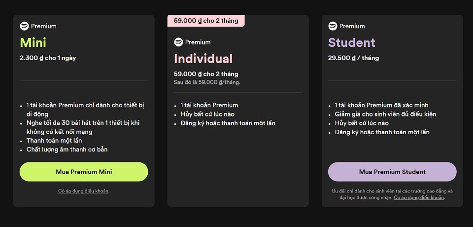 Spotify Premium đăng ký mất bao nhiêu tiền?