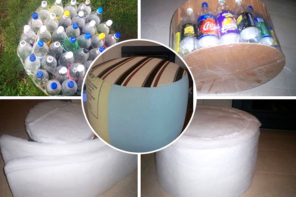 Tái chế chai nhựa làm ghế.