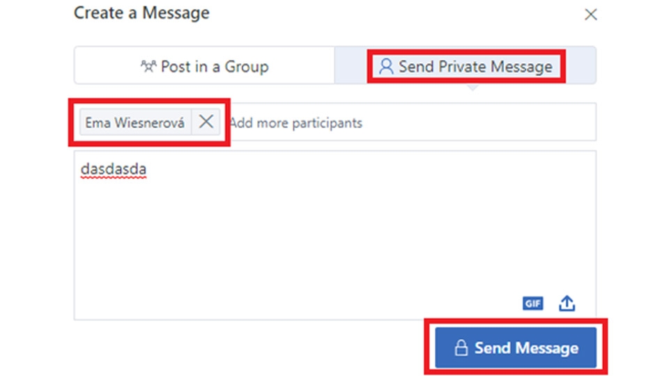 Yammer cung cấp chức năng gửi tin nhắn