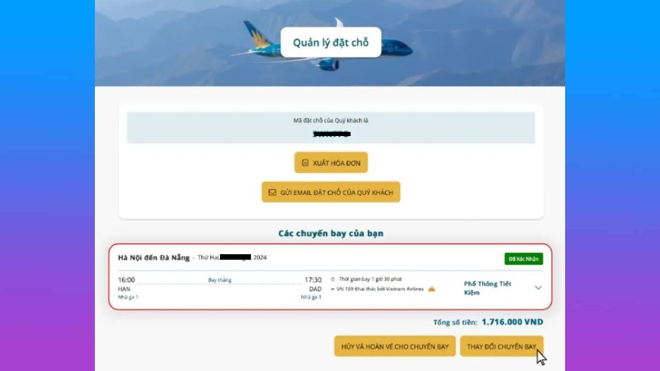 Kiểm tra thông tin chuyến bay