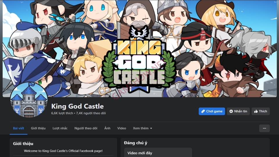 Theo dõi fanpage King God Castle để nhận code mỗi ngày