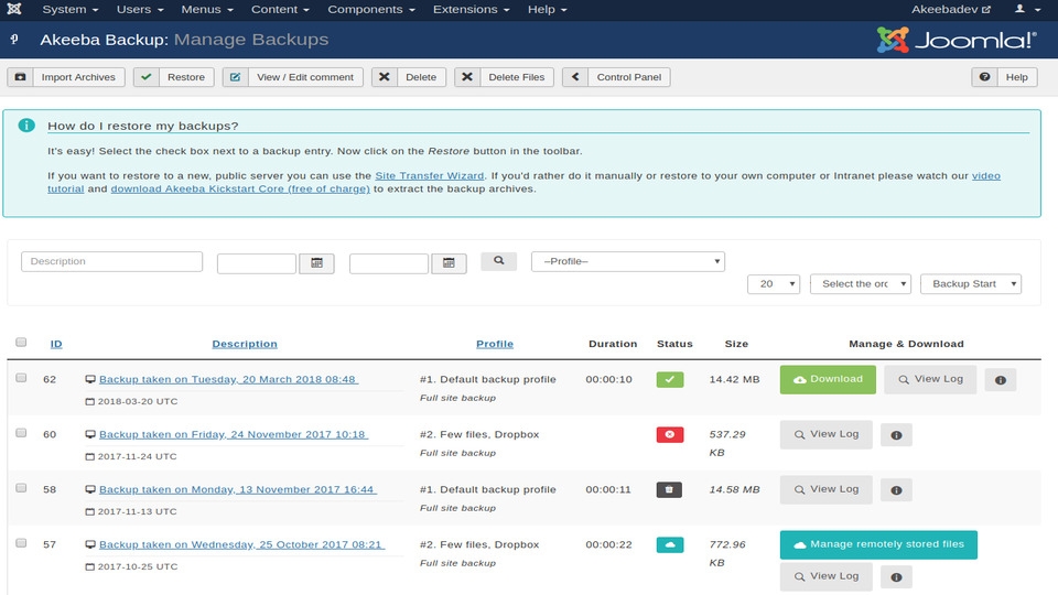 Thực hiện Backup