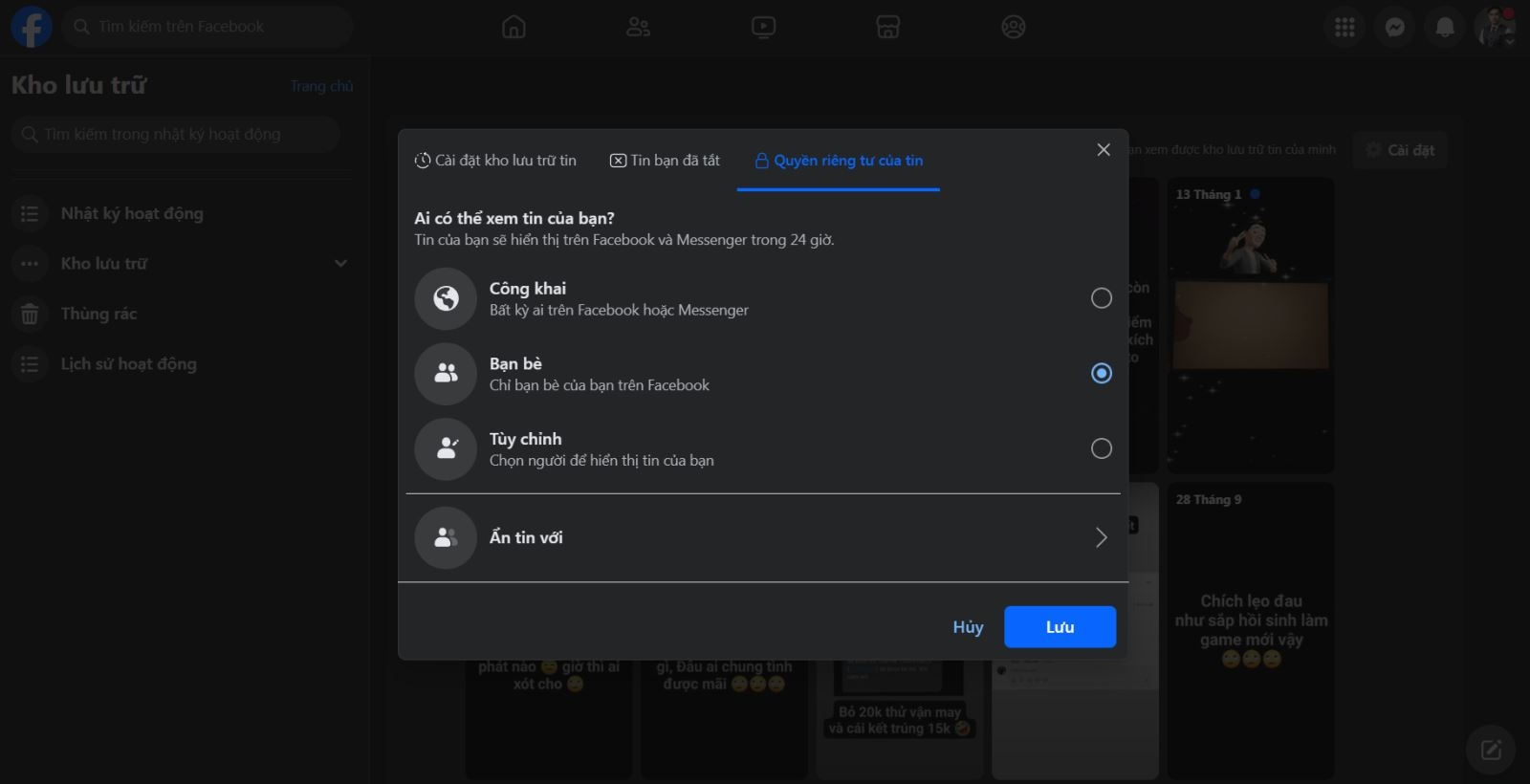 kho lưu trữ tin trên facebook 12