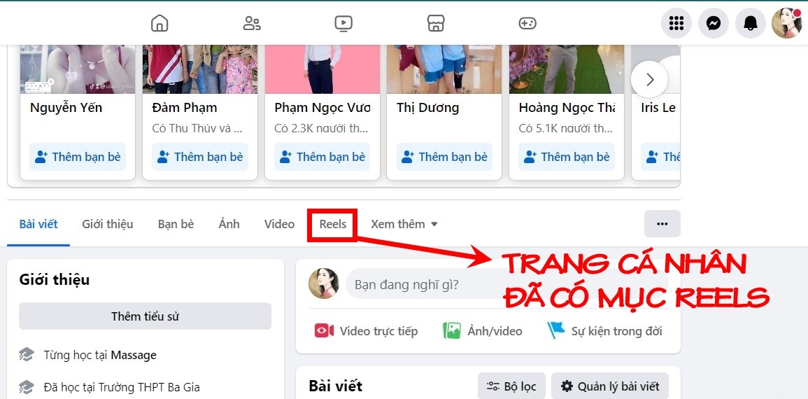 cách hiện reels trên trang cá nhân facebook 8