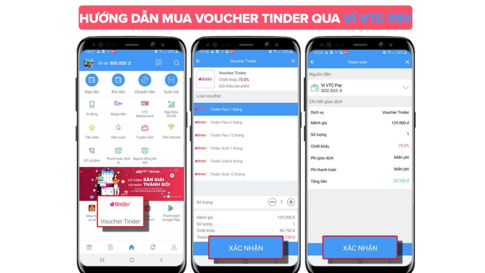 Mua Tinder Gold bằng VTC Pay