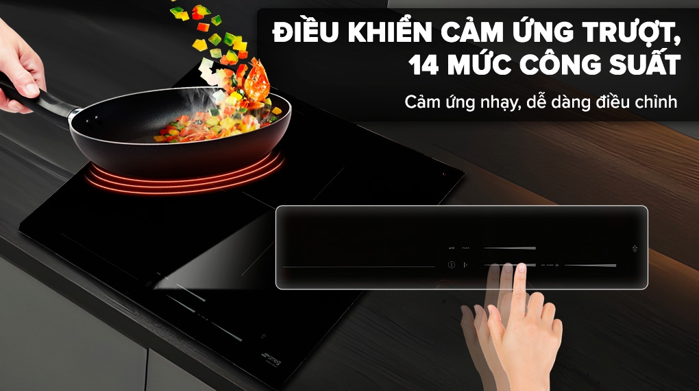Bếp từ Smeg có nhiều công suất nấu, màn hình cảm ứng dễ tinh chỉnh