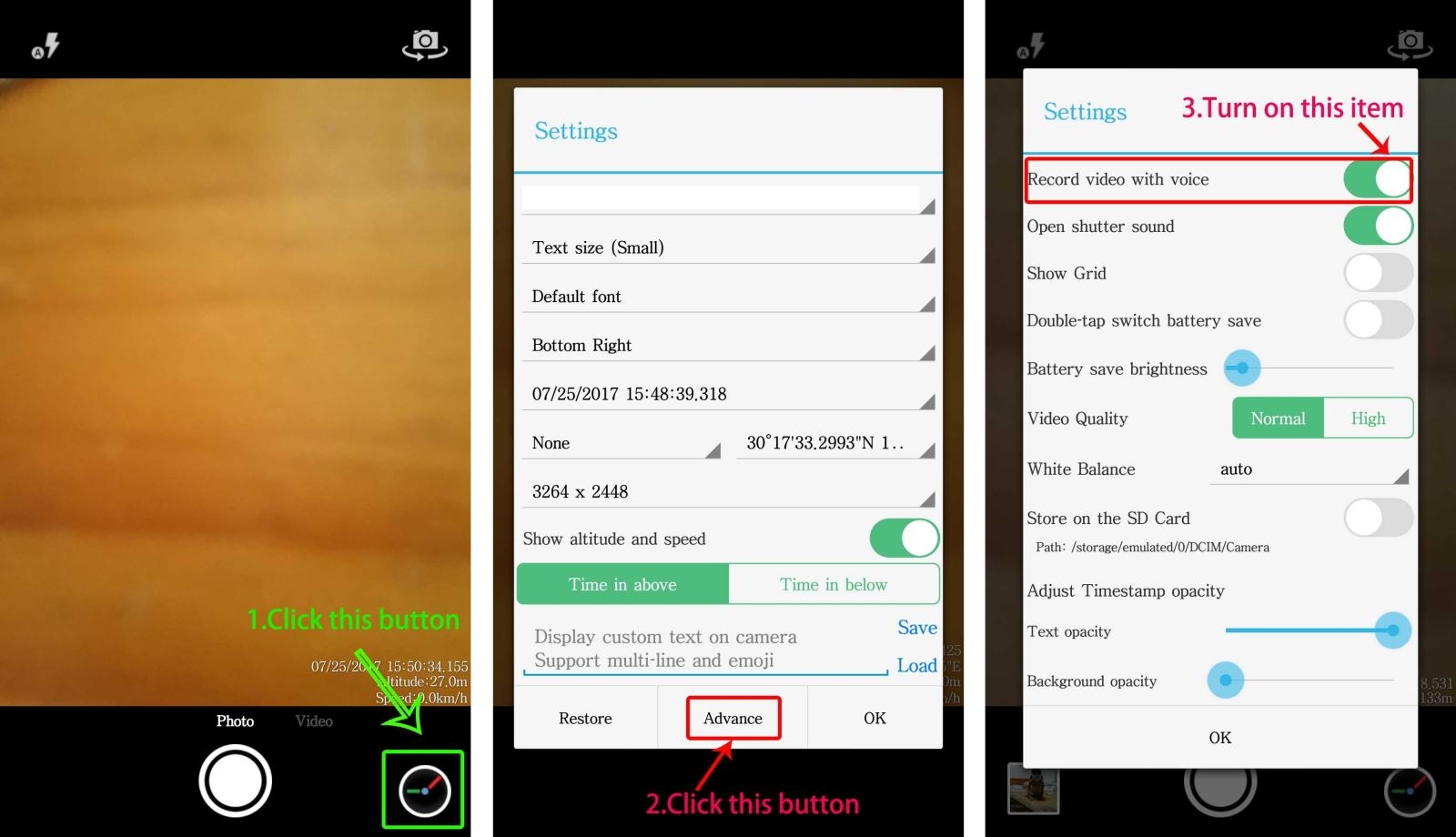 Sử dụng phần mềm Timestamp Camera