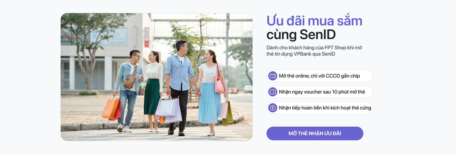 Nhận ngay ưu đãi lên đến 1650K khi mở thẻ tín dụng VPBank SenID