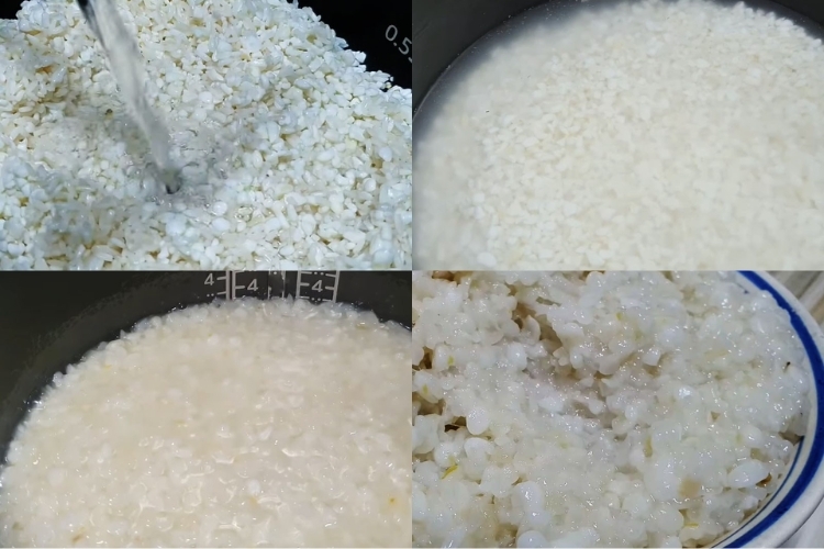 Trộn bắp với gạo nếp và nấu xôi