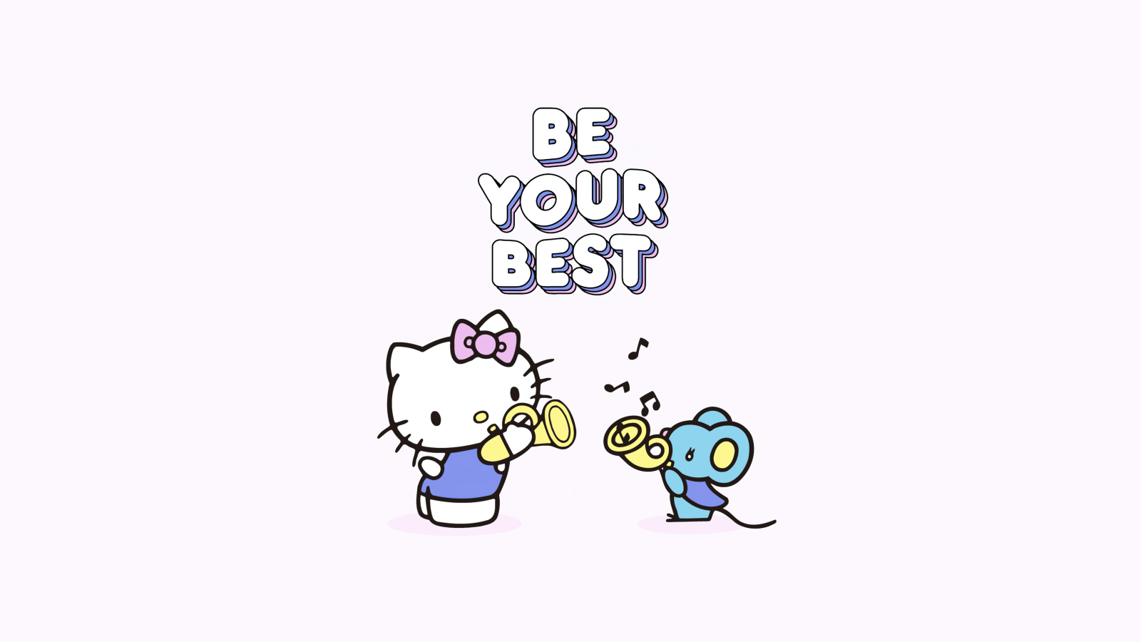 Ảnh bìa trắng tích cực với nhân vật Hello Kitty