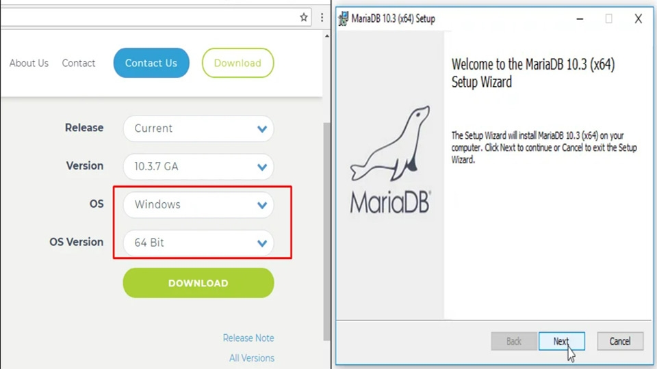 Tải phần mềm MariaDB xuống thiết bị